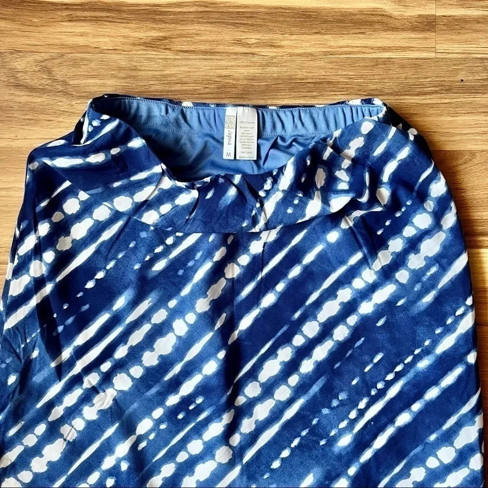Japna Midi Satin Skirt Blue White Medium